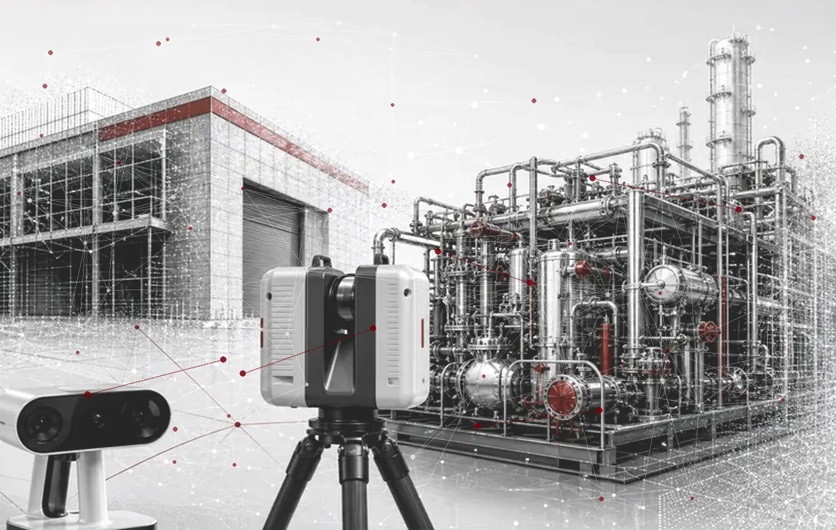 3D-Erfassung für Metall Maschinenbau und Anlagenbau mit Rohrleitungen Anlage und Scannern